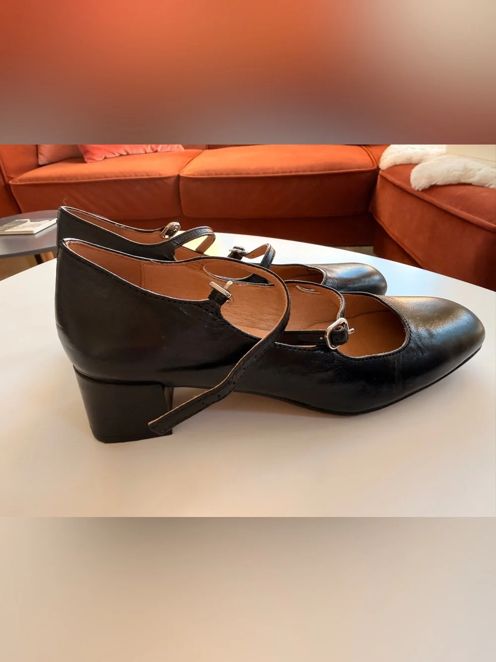 The Nettie Heeled Mary Jane in Black Leather